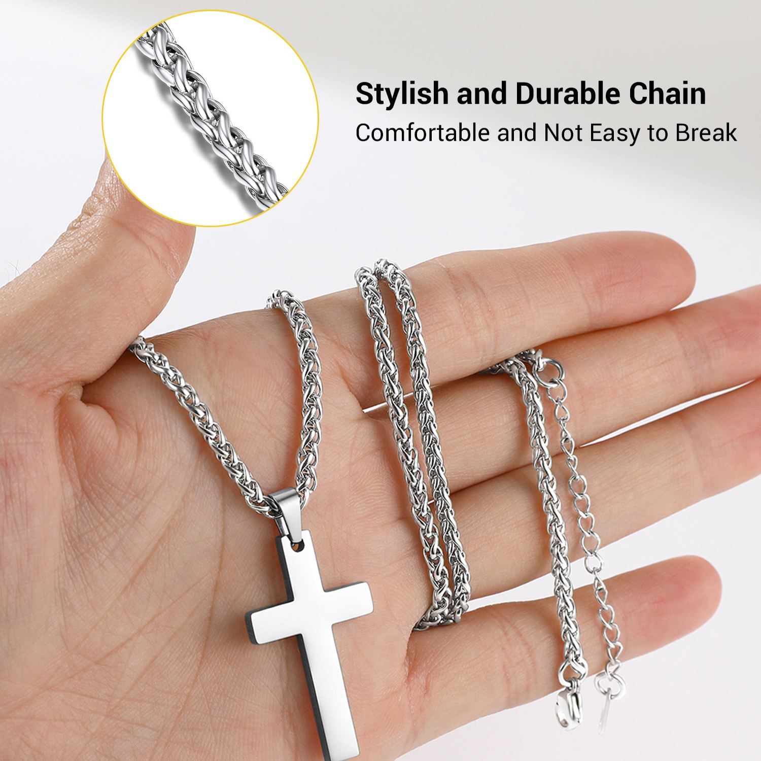 Stainless Steel Cross Pendant with Chain
