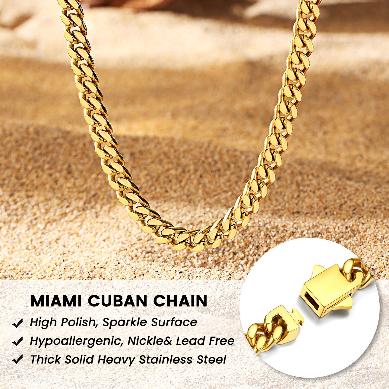 Thick Stainless Steel Miami Curb Chain 