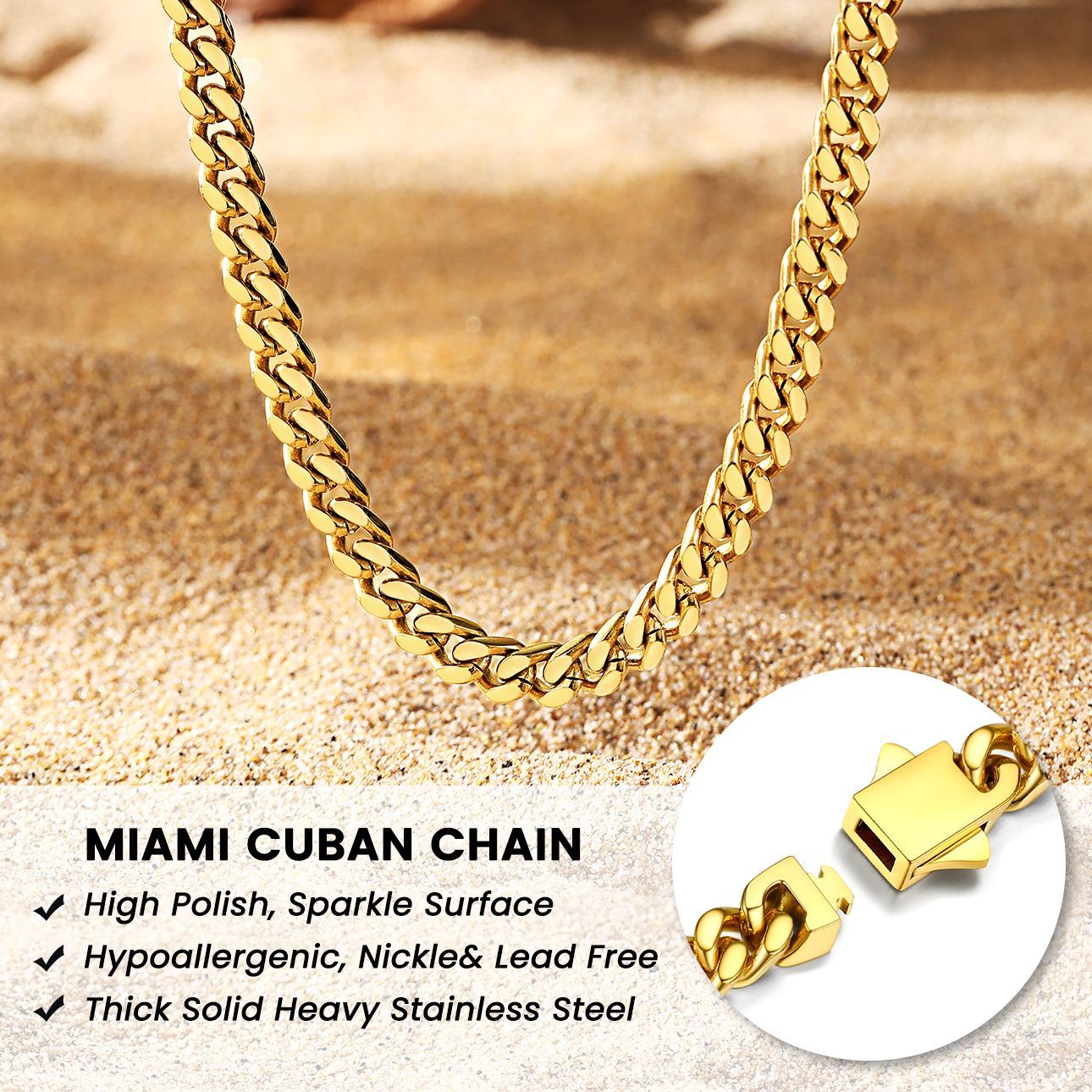 Thick Stainless Steel Miami Curb Chain 