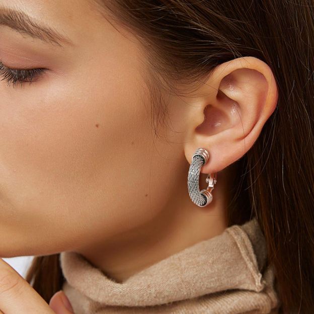 Woven Mesh Hoop Earrings