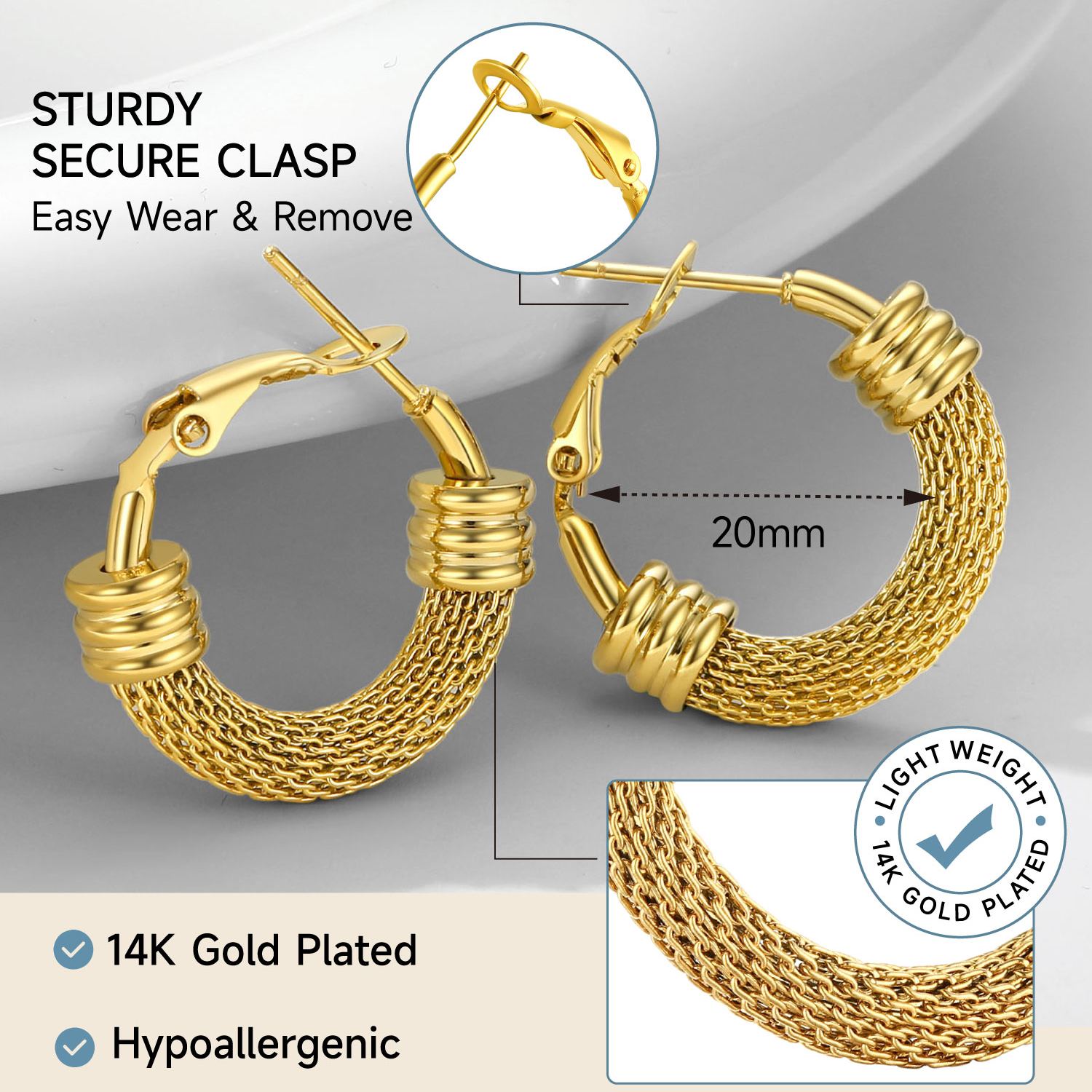 Woven Mesh Hoop Earrings