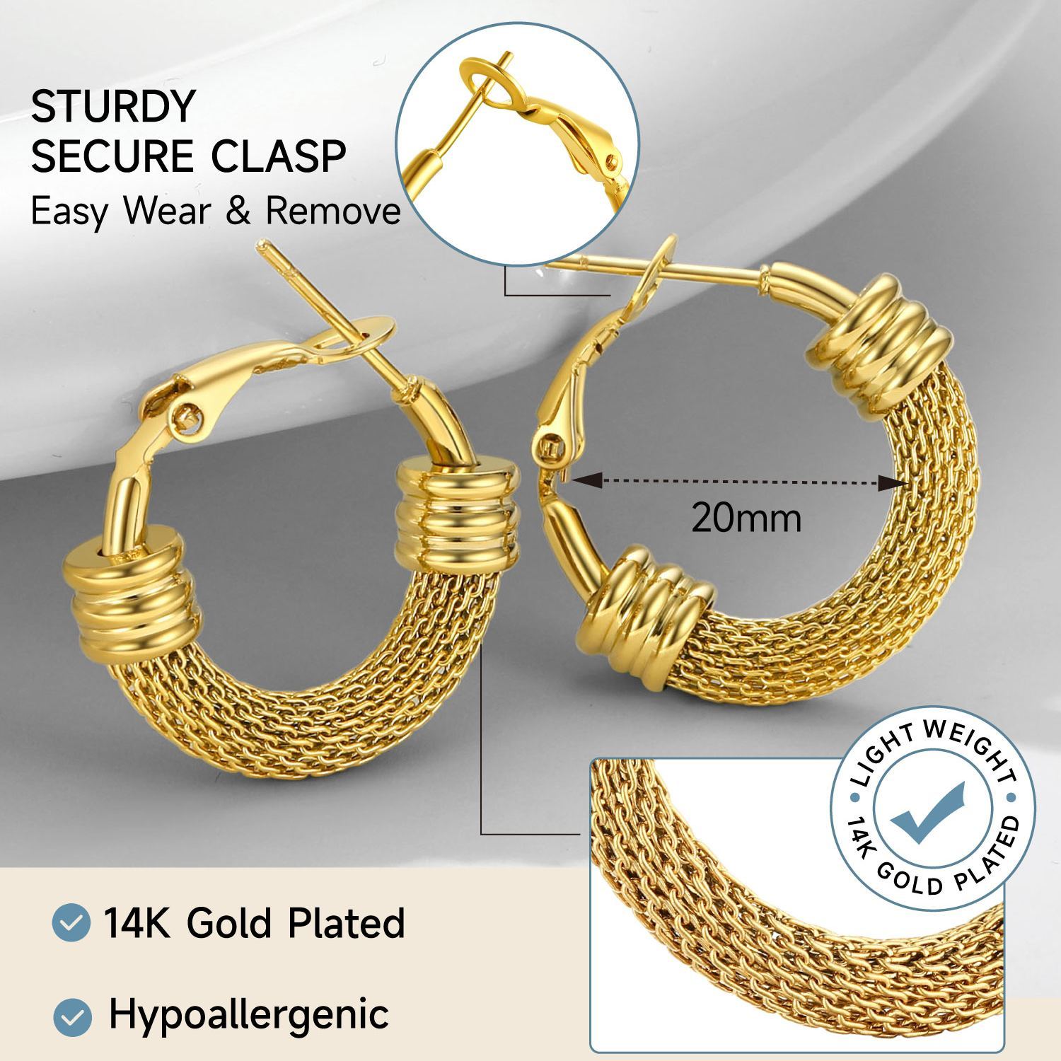 Woven Mesh Hoop Earrings