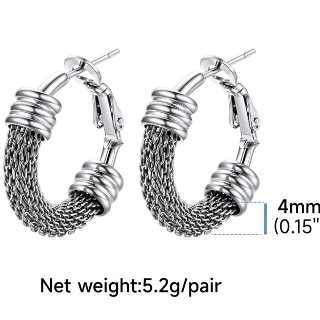 Woven Mesh Hoop Earrings