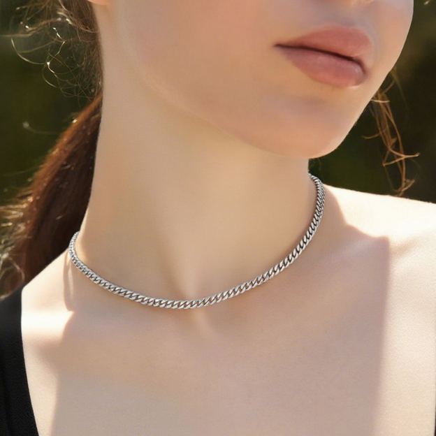 4mm Cuban Link Chain Necklaces Stainless Steel 14/18/20/22/24/26/28/30 inches