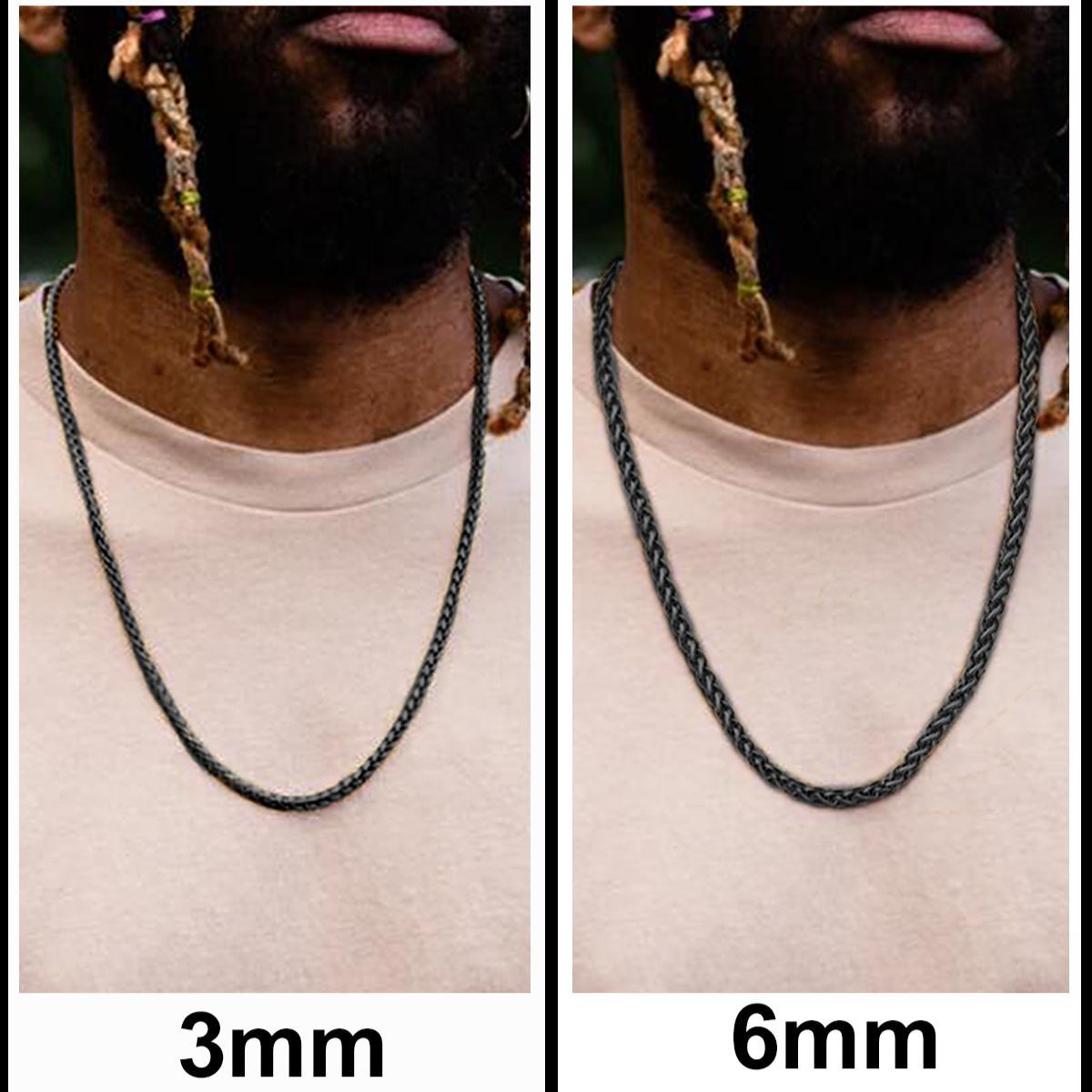 3/6mm Braided Spiga Wheat Chain 