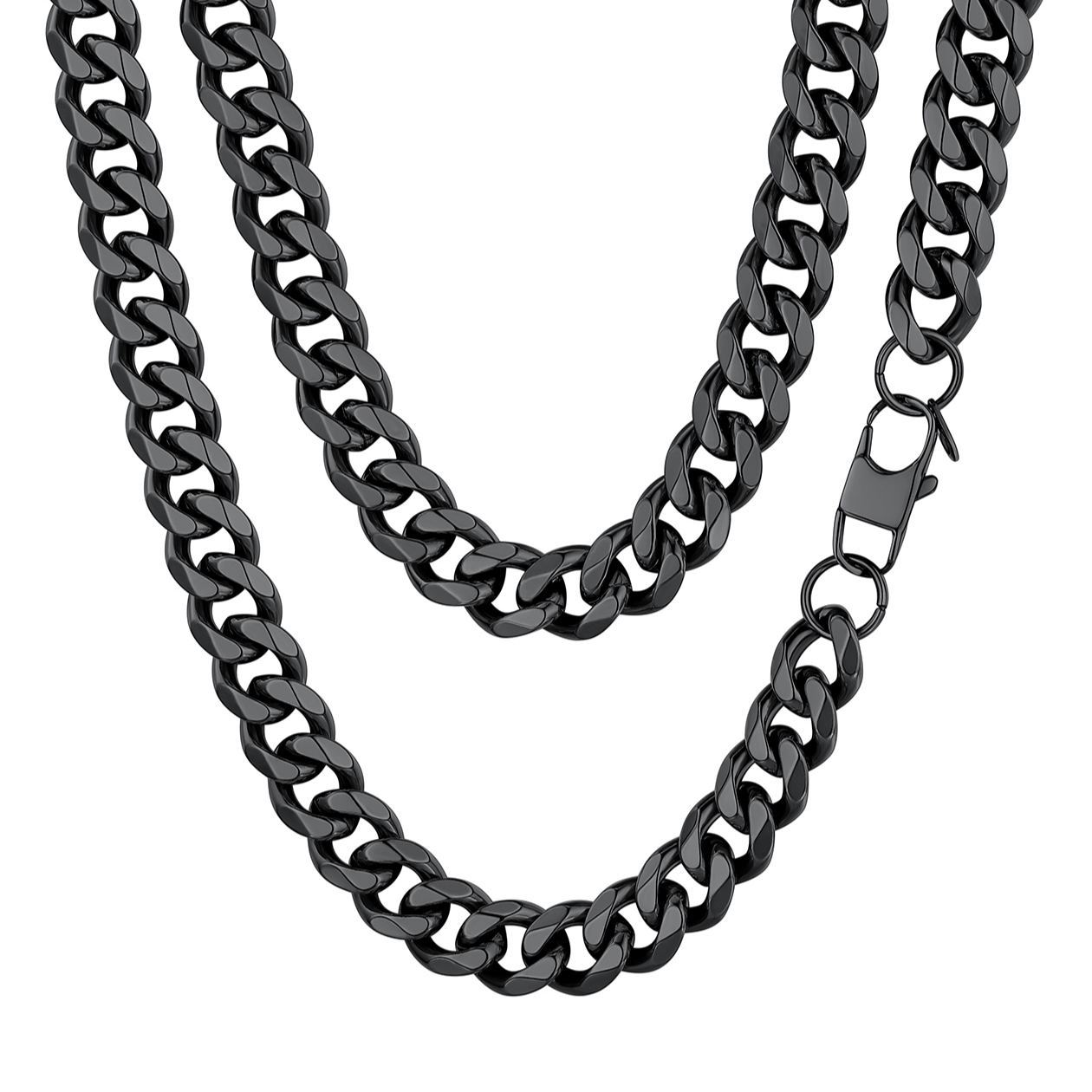 12mm Cuban Curb Chain Necklace Stainless Black