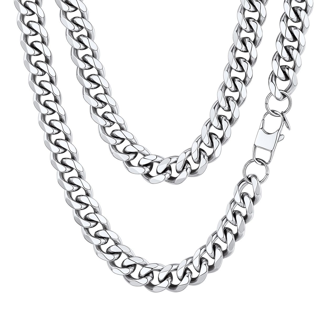 12mm Cuban Curb Chain Necklace Stainless Steel