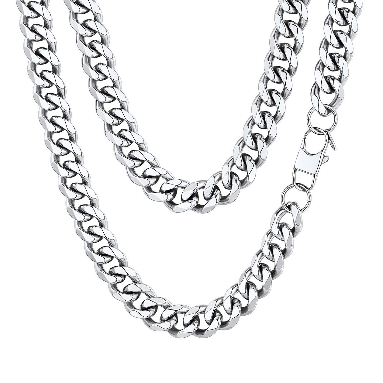 12mm Cuban Curb Chain Necklace Stainless Steel