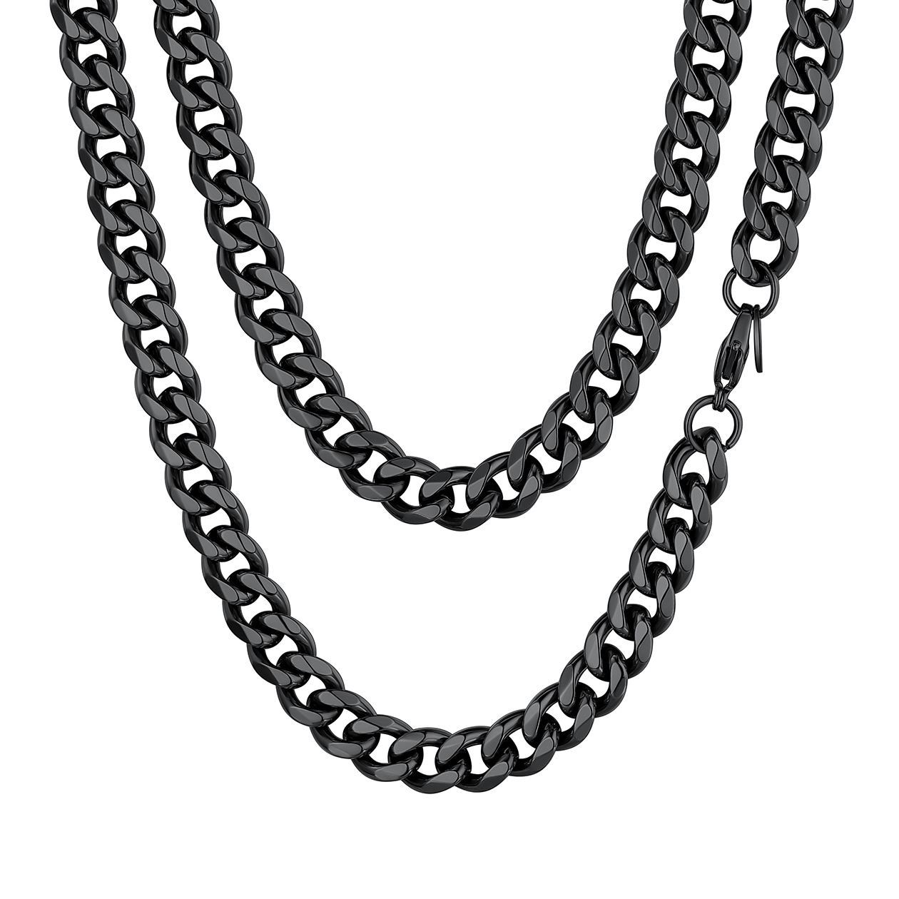 9mm Cuban Curb Chain Necklace Stainless Black