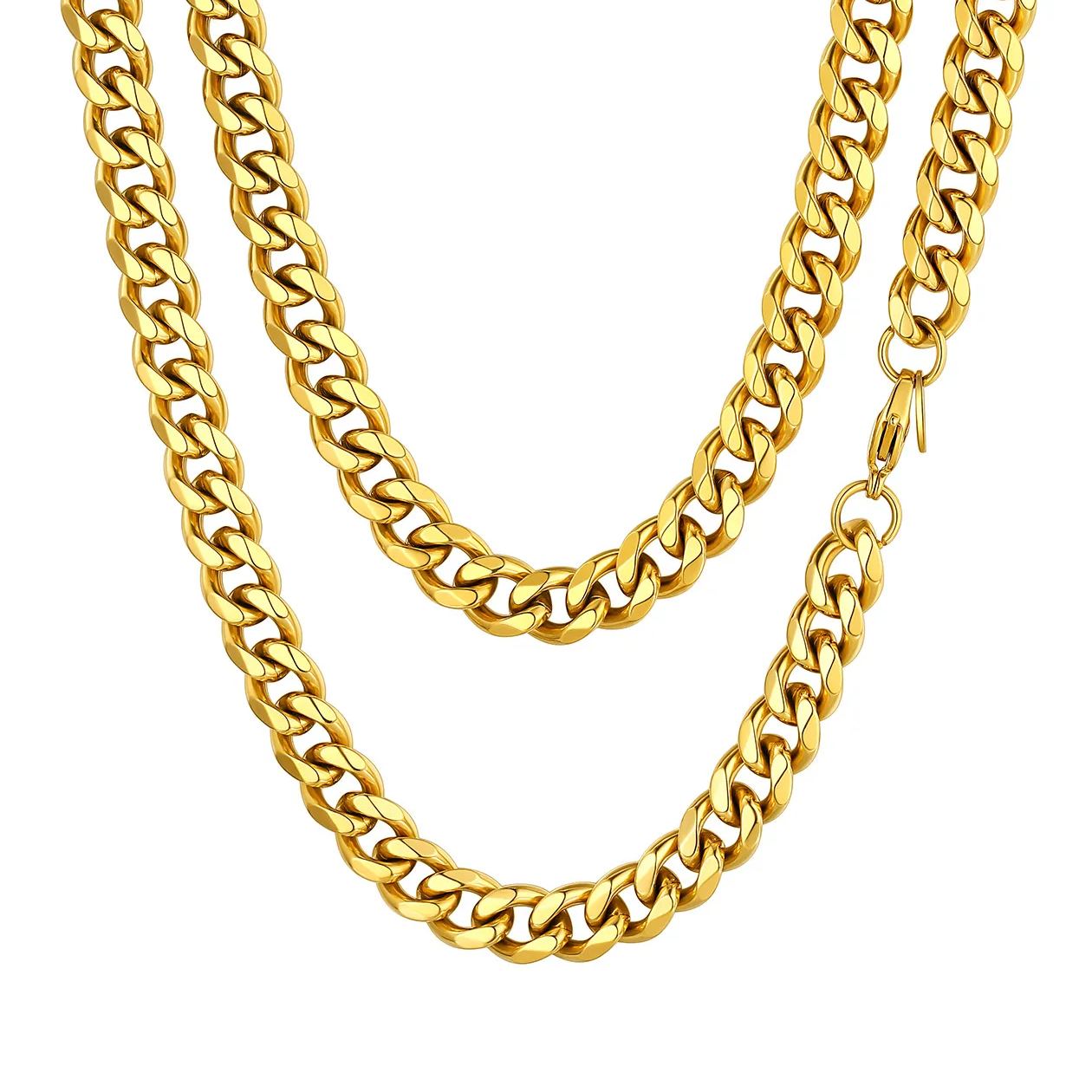 9mm Cuban Curb Chain Necklace Stainless Gold