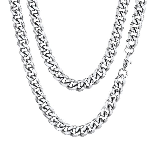 9mm Cuban Curb Chain Necklace Stainless Steel