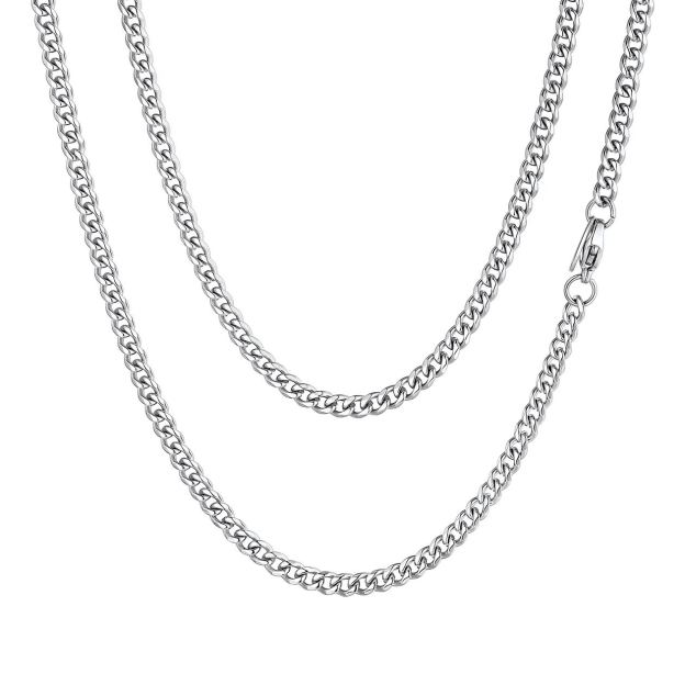 3mm Cuban Curb Chain Necklace Stainless Steel