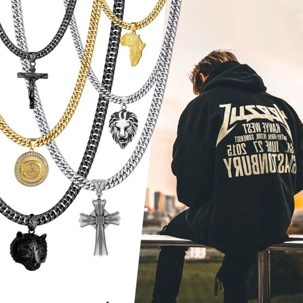 Hip Hop Miami Cuban Chain Necklace with pendants for Men 