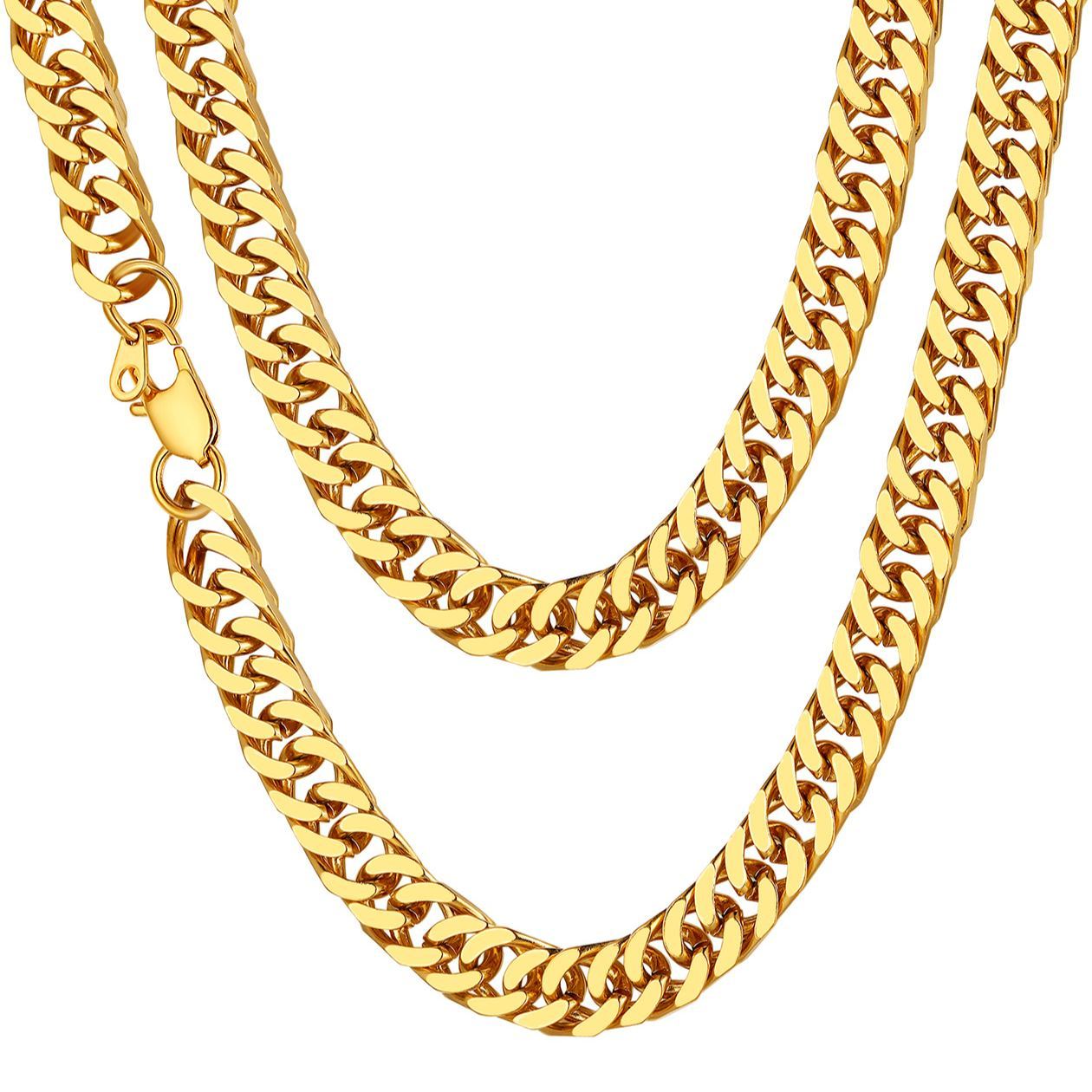 10mm Cuban Curb Chain Necklace Stainless Gold