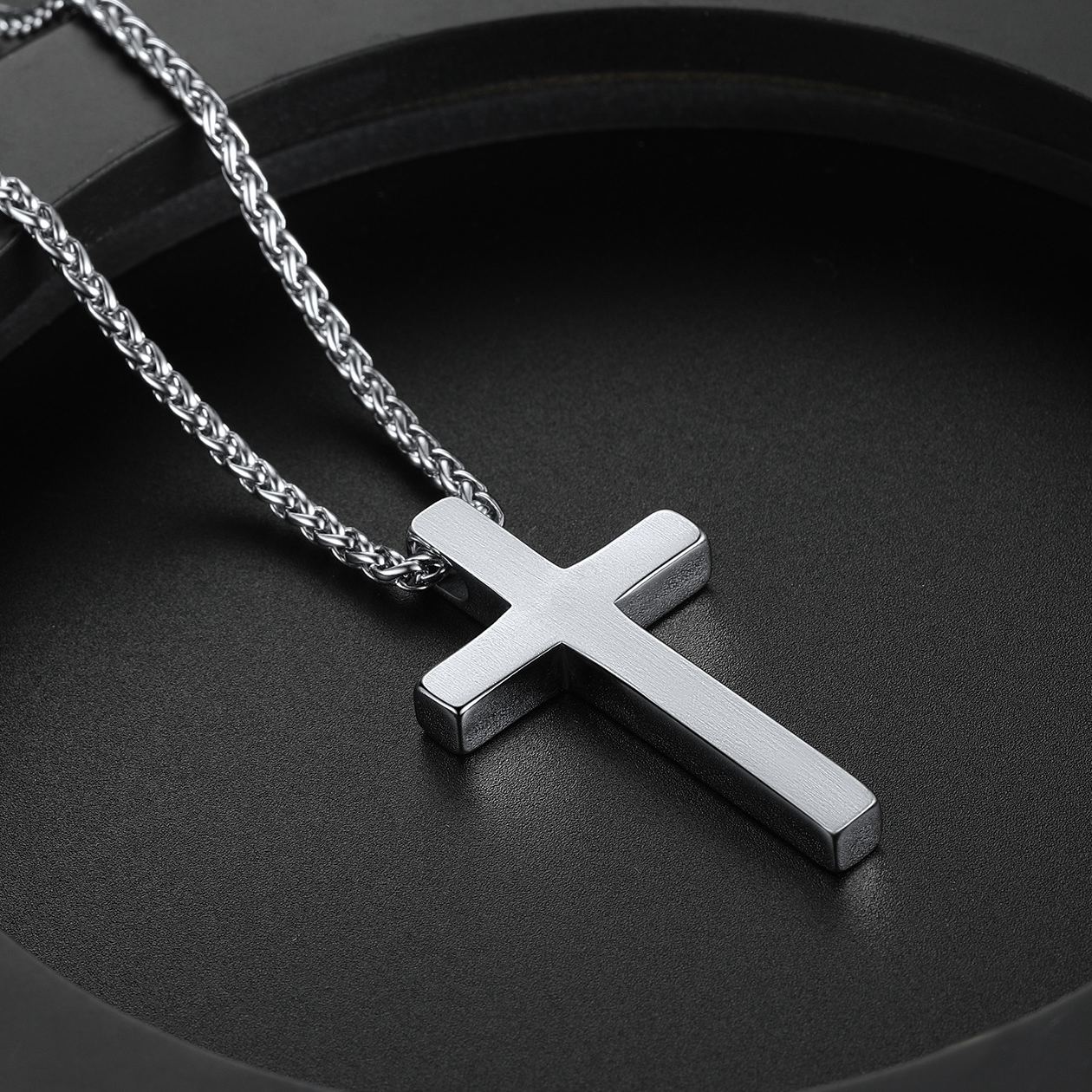 Cross Pendant Necklace 316L Stainless Steel 22"