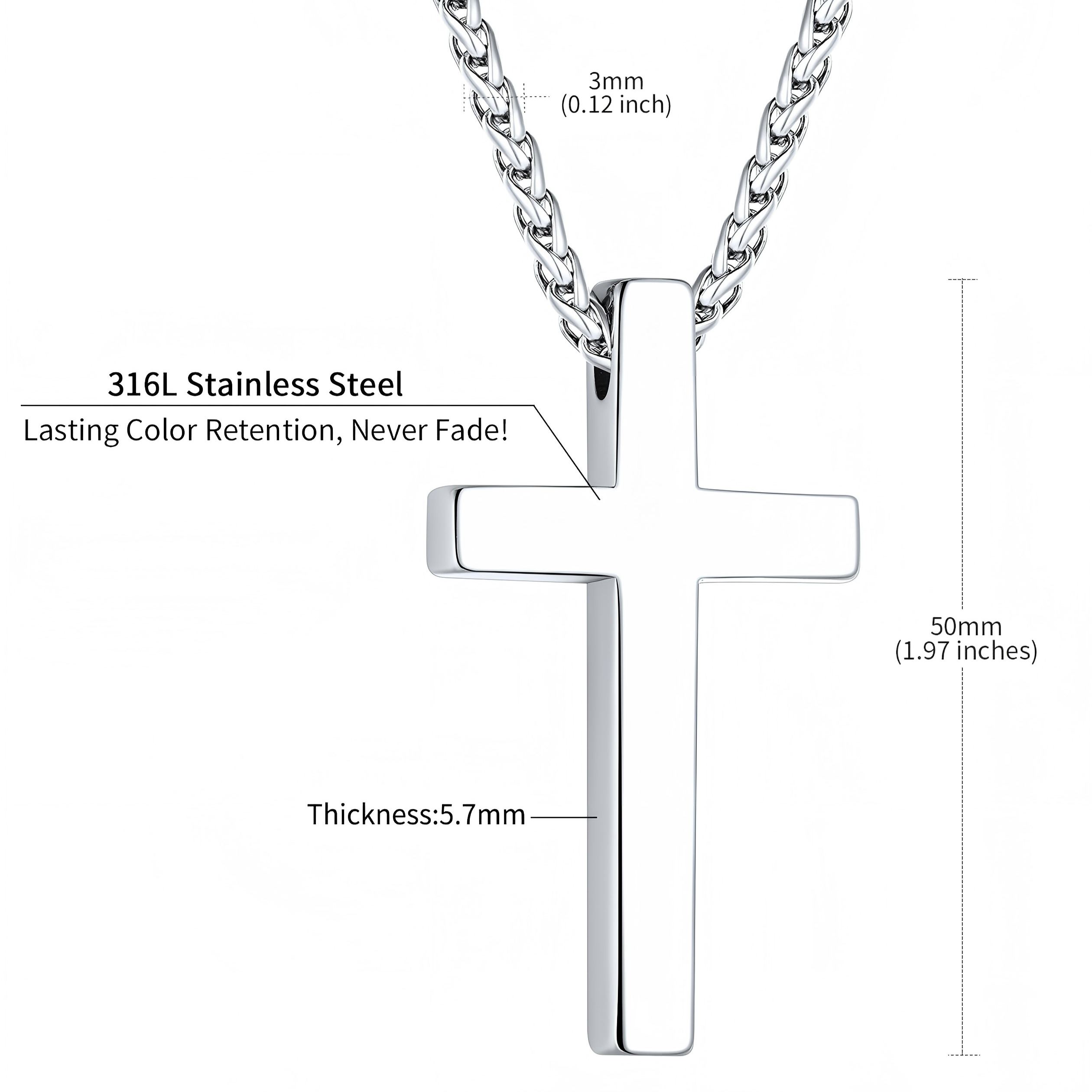 Steel Cross Necklace Dimensions and Details