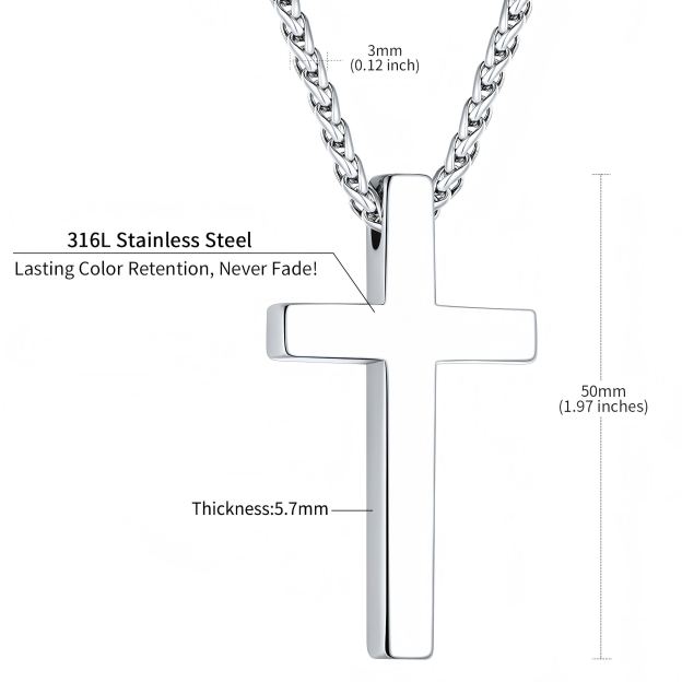 Steel Cross Necklace Dimensions and Details