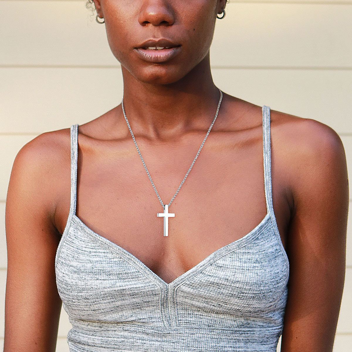 Stainless Steel Cross Pendant Necklace For Women