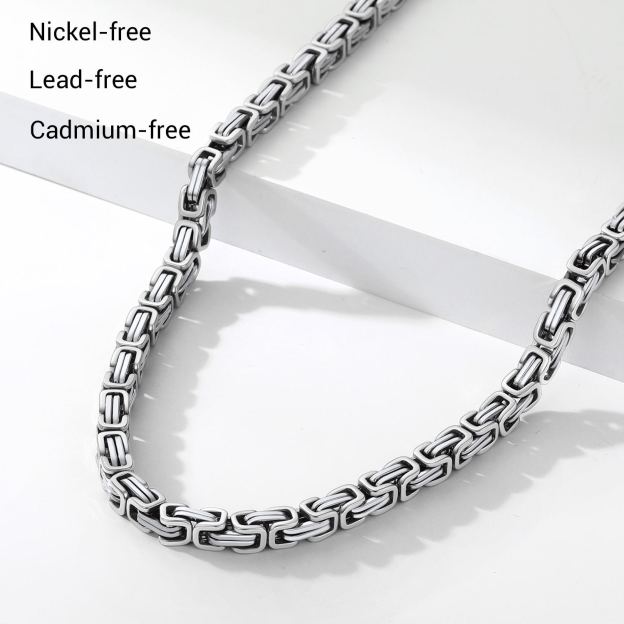 Men's 6mm Byzantine Stainless Steel Necklace
