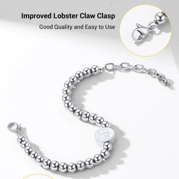 Polished stainless steel beads bracelet