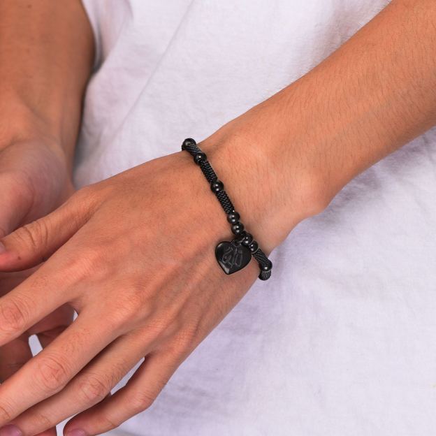 Black Allah charm bracelet close up