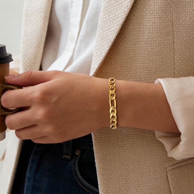 Unisex Figaro Steel Bracelet 9mm