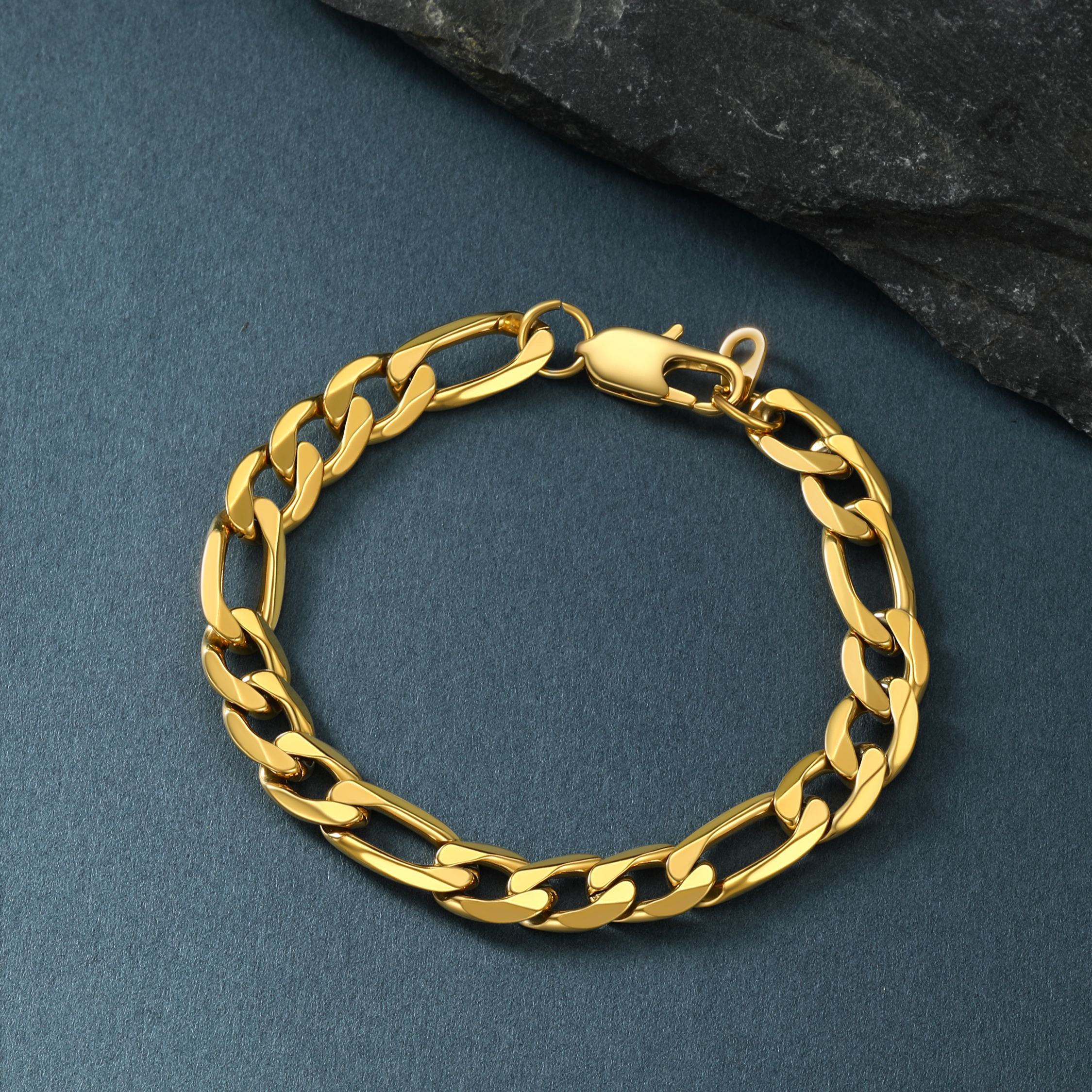 Gold Figaro stainless steel bracelet classic chain
