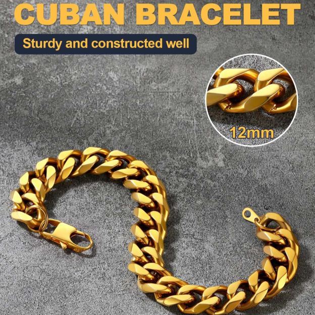 Stainless Steel Cuban Link Bracelet for Men