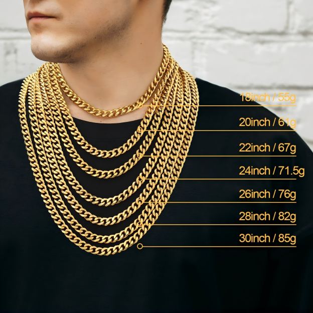 Miami Cuban Link Chain Length Options 18-30 inch for Men
