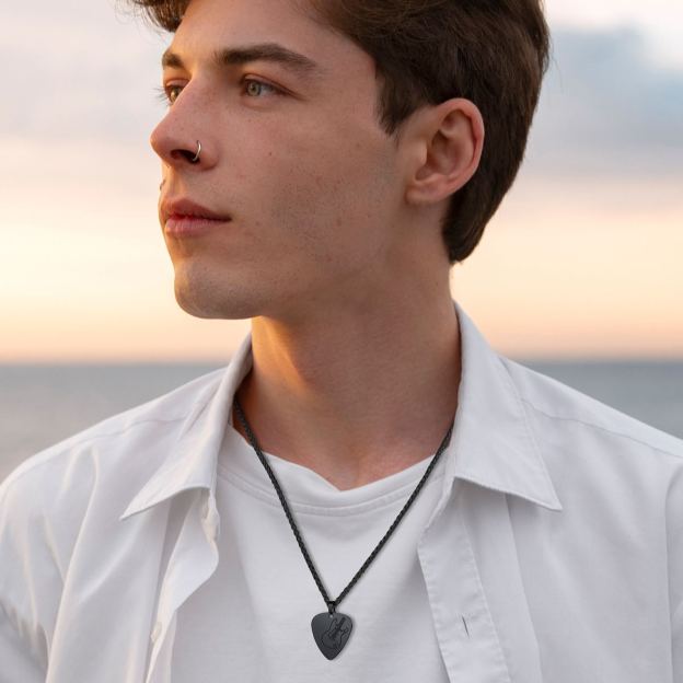 Black Guitar Pick Necklace Jewelry