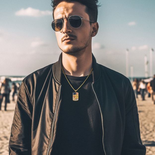 American Flag Eagle Dogtag Necklace