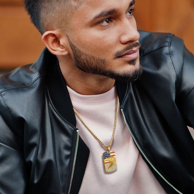 American Flag Eagle Dogtag Necklace