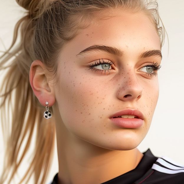 Stainless Steel Soccer Drop Earrings for Women