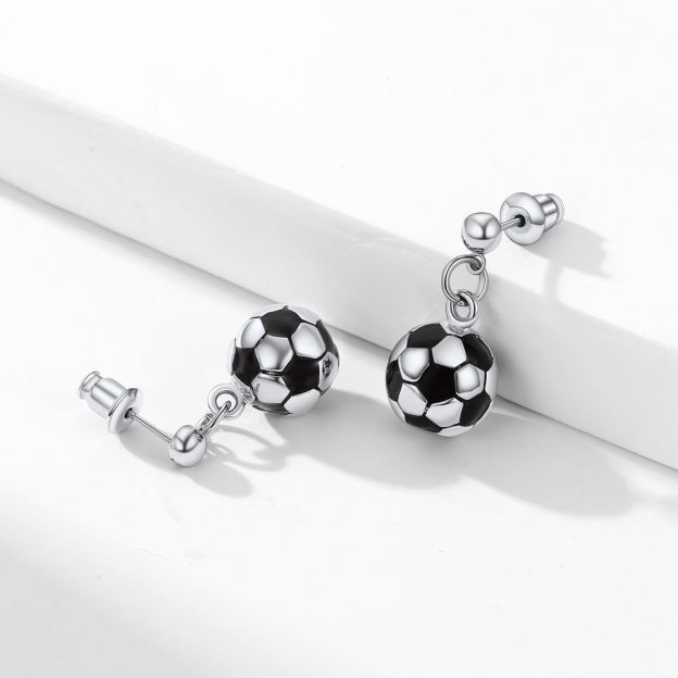 Stainless Steel Soccer Drop Earrings for Women