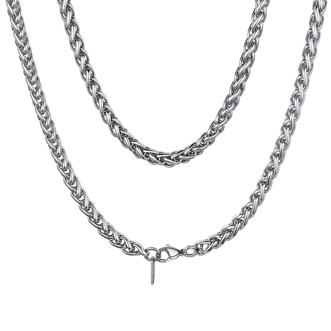 Spiga Wheat Chain for Men - 3/6mm Braided Steel Necklace