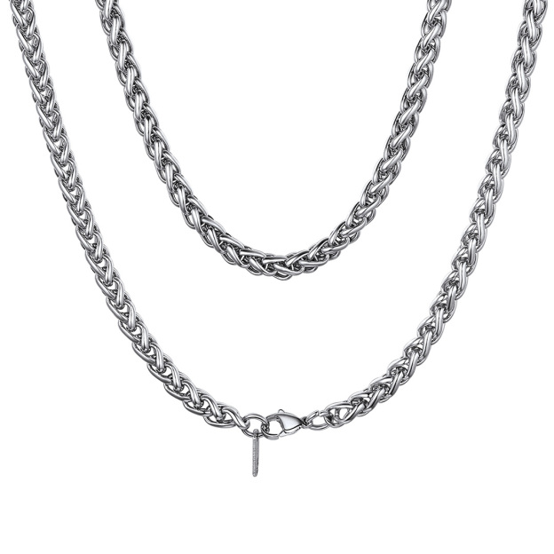 Spiga Wheat Chain for Men - 3/6mm Braided Steel Necklace