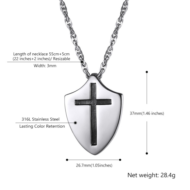 Shield Necklace Dimensions