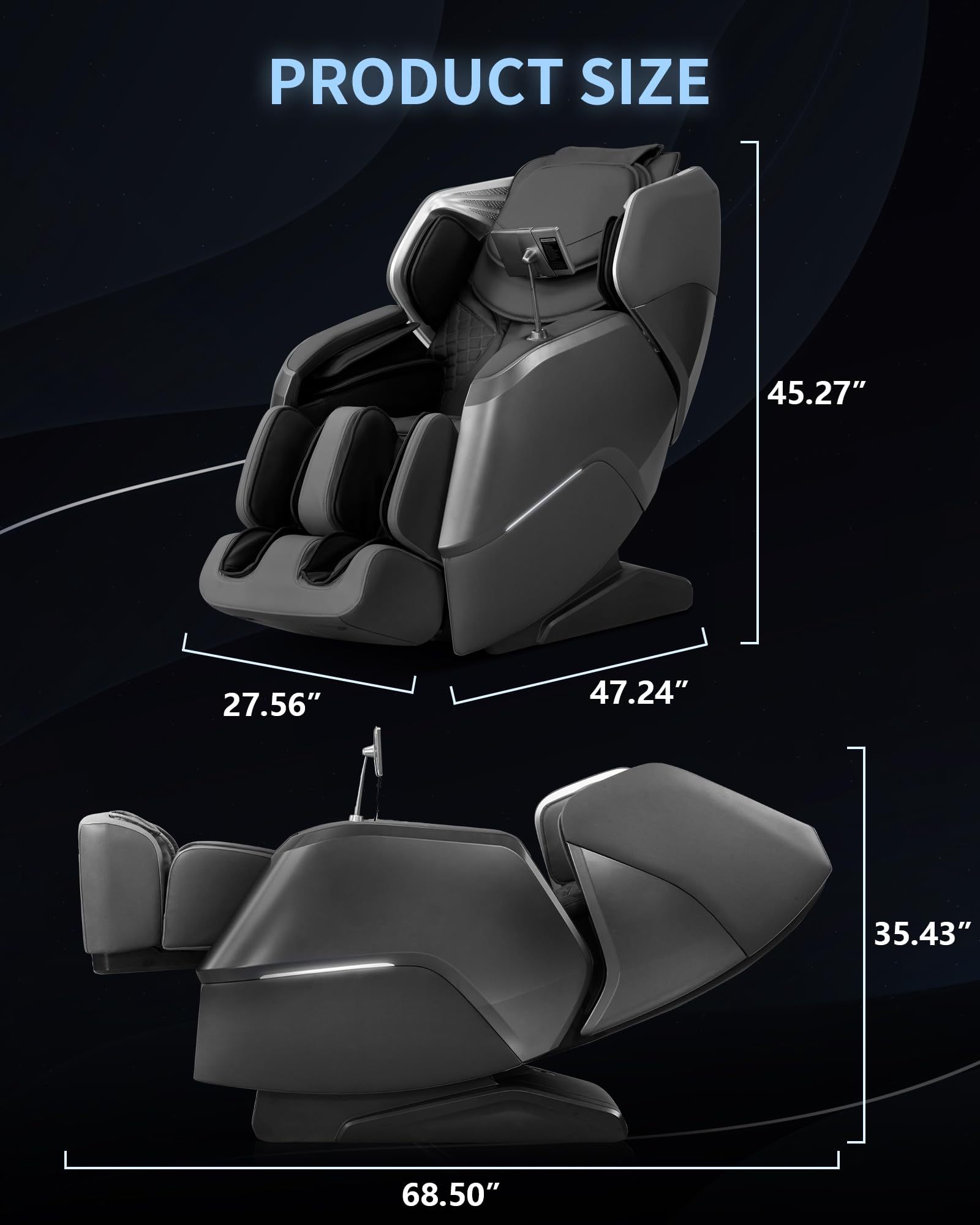 4D Massage Chair Full Body，Zero Gravity Massage Chair SL Track with Heat Calf Rollers Bluetooth AI Voice Control Body Scan