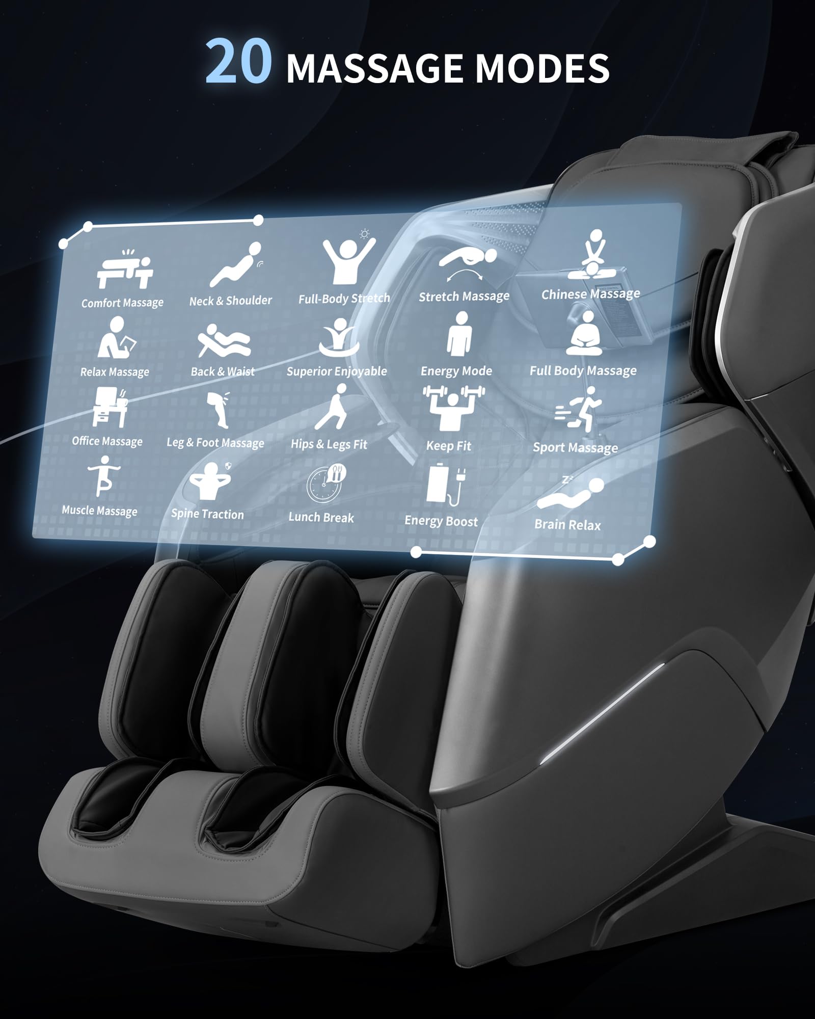 4D Massage Chair Full Body，Zero Gravity Massage Chair SL Track with Heat Calf Rollers Bluetooth AI Voice Control Body Scan