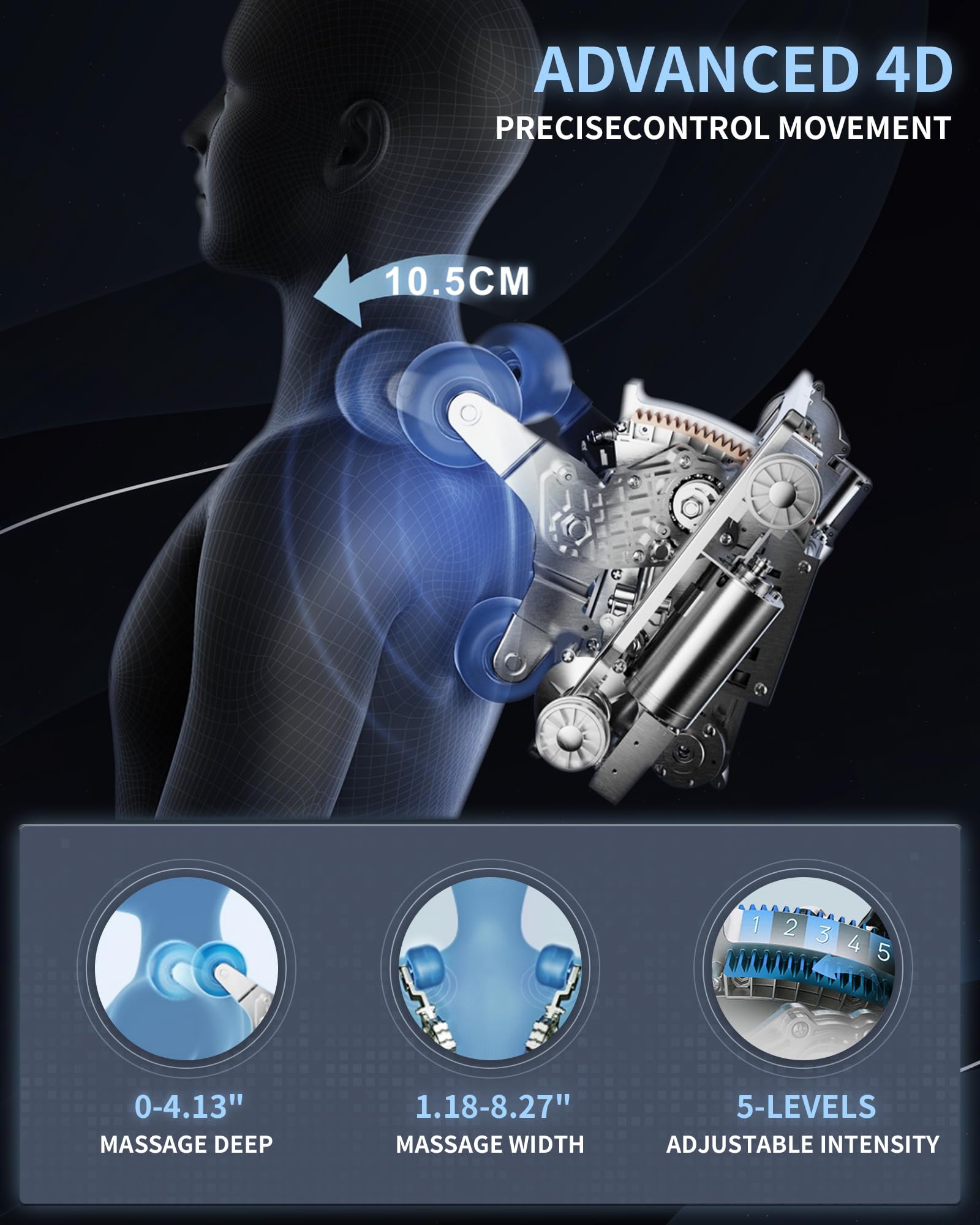 4D Massage Chair Full Body，Zero Gravity Massage Chair SL Track with Heat Calf Rollers Bluetooth AI Voice Control Body Scan