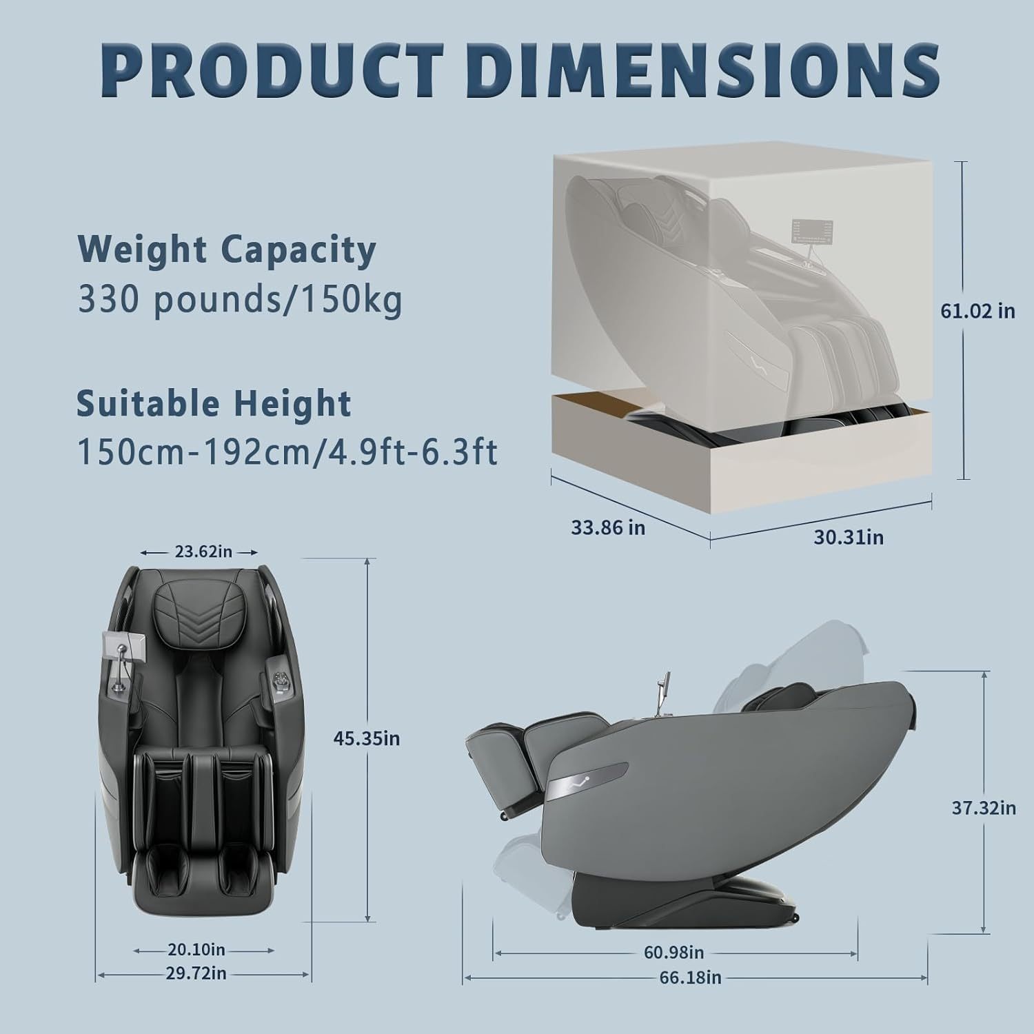 3D Massage Chair Full Body Recliner - Zero Gravity with Heat, 12 Auto-Massage Modes, Shiatsu Foot Massage, with 55“ SL-Track，29 Airbags Massage, Foot Rollers