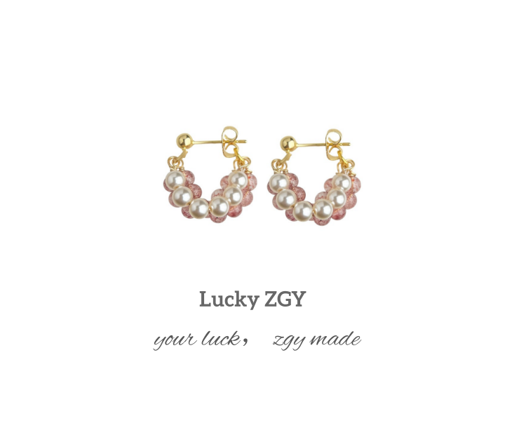 Strawberry crystal natural stone handmade earrings