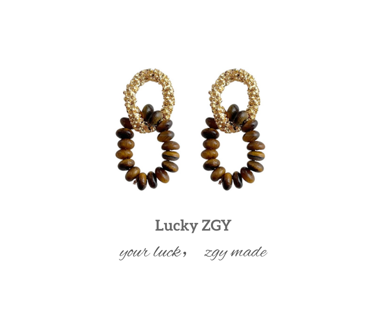 Tiger's Eye Stone Silver Needle Earrings