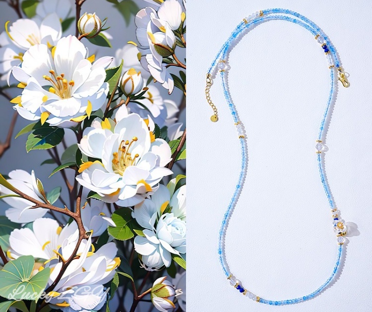 Natural Aquamarine Necklace Bracelet ocean blue bracelet