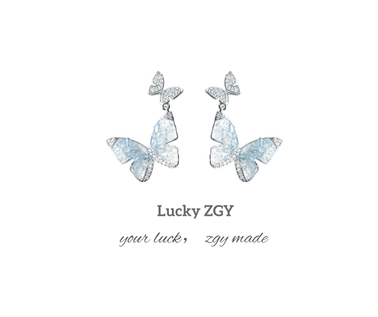 Blue crystal butterfly earrings