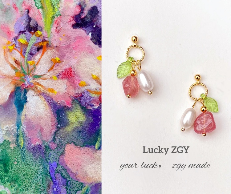 Energy Crystal Strawberry Crystal Earrings
