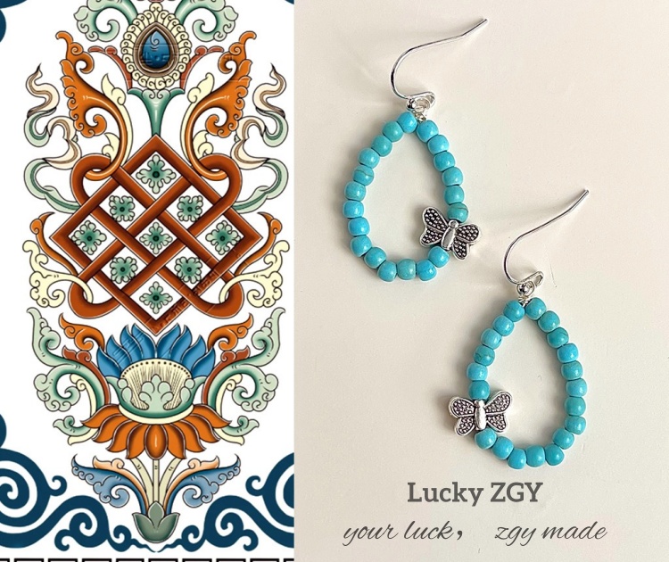 Natural stone butterfly earrings vintage literary earrings