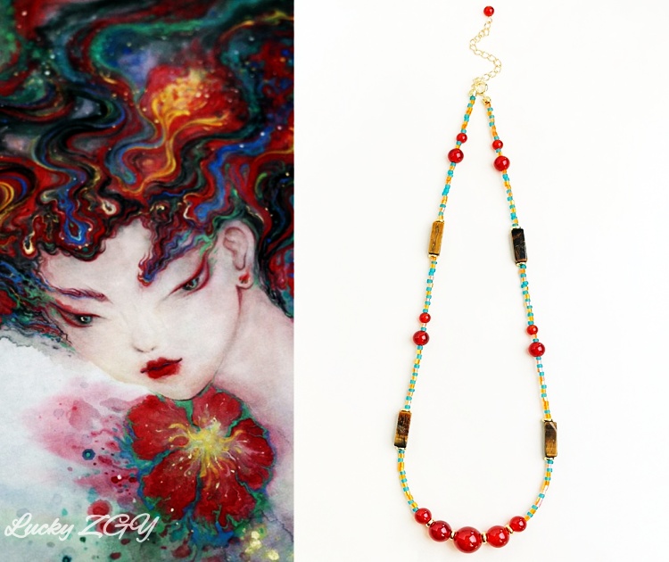 Tiger's eye red agate necklace bracelet-agate stone