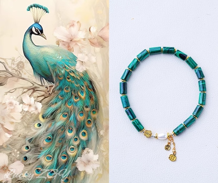 Blue finch malachite bracelet