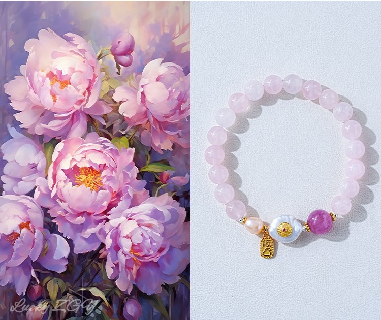 Peach Rain Pink crystal bracelet